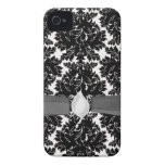 bold intricate black damask on white Case-Mate iPhone 4 case