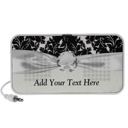 bold intricate black damask on white design speaker system