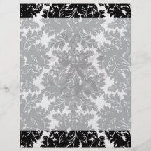 bold intricate black damask on white personalised flyer
