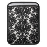 bold intricate black damask on white iPad sleeves