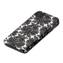 bold intricate black damask on white iPhone 4 case