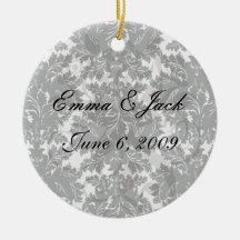 bold intricate black damask on white ornament