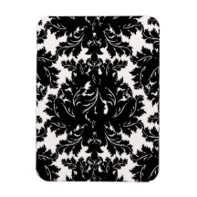 bold intricate black damask on white flexible magnets