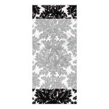 bold intricate black damask on white personalized rack card
