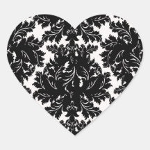 bold intricate black damask on white sticker