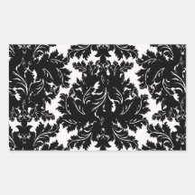 bold intricate black damask on white stickers