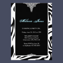 Bold Modern Zebra Print Birthday Party Invitation invitations