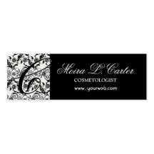 Bold Monogram and Damask Lace Business Cards