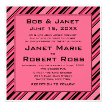 Bold Pink and Black Striped Invitations