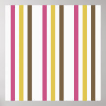 Bold Pink Gold Brown White Stripes Pattern Gifts Poster