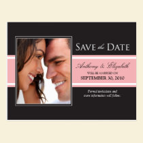 Bold Pink Stripe Save the Date Postcard postcards
