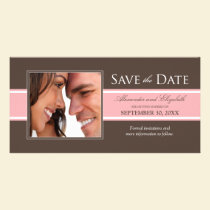 Bold Stripe Save the Date (chocolate/pink) photo cards