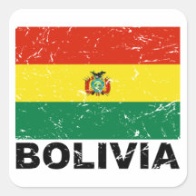 Bolivia Vintage Flag Square Stickers