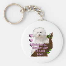 Bolognese or Havanese puppy Key Chains