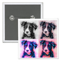 Bolt Squared - Border Collie Art buttons