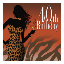 Bombshell Leopard Zebra 40th Birthday Party Custom Invites