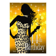 Bombshell Sparkle Snow Leopard 44th Birthday Custom Announcement