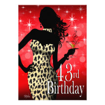 Bombshell Sparkle Snow Leopard Birthday Party Invitations