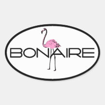 Bonaire Flamingo Oval Stickers