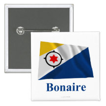Bonaire Waving Flag with Name Pinback Button