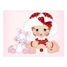 Bonnet Girl with Bunny Post Cards