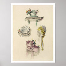Bonnets for an occasion, fashion plate from Ackerm Poster