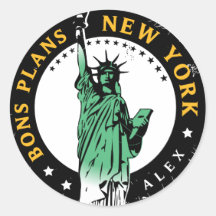 Bons Plans pour un voyage à New York Adhésif Rond
