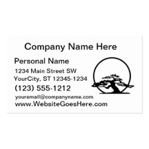 Bonsai against sun outline image graphic design business card templates