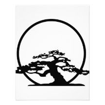 Bonsai against sun outline image graphic design personalized invitation