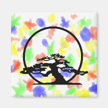 Bonsai against sun outline image graphic design refrigerator magnets