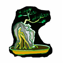 Bonsai On Rock big rock black back Acrylic Cut Out