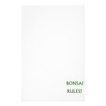 Bonsai Rules Green Text Personalized Stationery