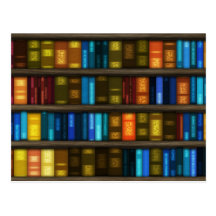 Book Lovers & Librarians Colourful Books on Shelf Post Card