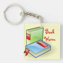 Book Worm Square Acrylic Key Chains