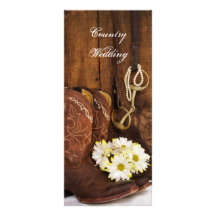 Boots, Daisies Horse Bit Country Wedding Program Personalized Rack Card