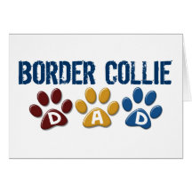 BORDER COLLIE DAD Paw Print Card