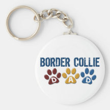 BORDER COLLIE DAD Paw Print Key Chains