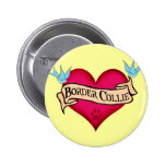 Border Collie Tattoo Heart Buttons