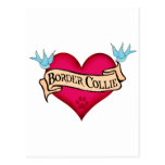 Border Collie Tattoo Heart Postcards