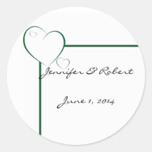 Bordered Hearts in Emerald Green Stickers