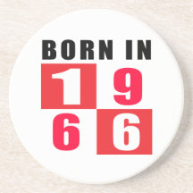Born In 1966 Birthday Designs Beverage Coasters