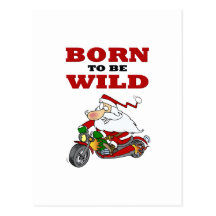 Born to Be Wild Biker Santa Postcard