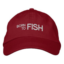 Born to Fish Red Embroidered Hat