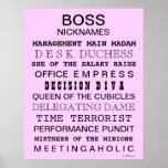 Boss Office Sign - Funny - Female Boss NickNames Print