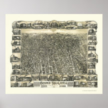Boston, MA Panoramic Map - 1888 Posters
