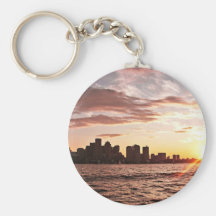 Boston skyline at sunset key chain