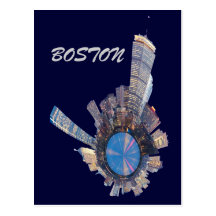 boston skyline mini planet post card