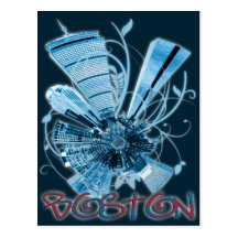 boston skyline mini planet postcard