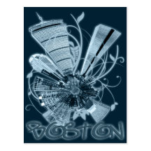 boston skyline mini planet postcards