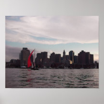 Boston skyline with boat poster